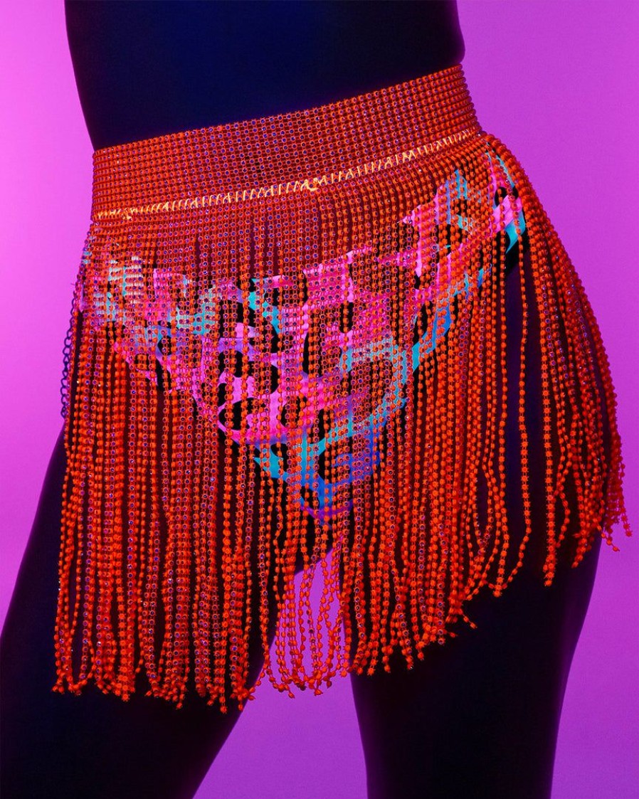 Womens * | Ae Orange Bejeweled Cover Up Skirt New