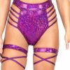 Womens * | Roma Rave Bottoms Iridescent Side Strapped High Waist Shorts