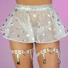 Womens * | Roma New White Cosmic Stardust Mesh Mini Skirt