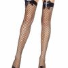 Accessories * | Music Legs Accessories Black Cross Fishnet Stocking Thigh High