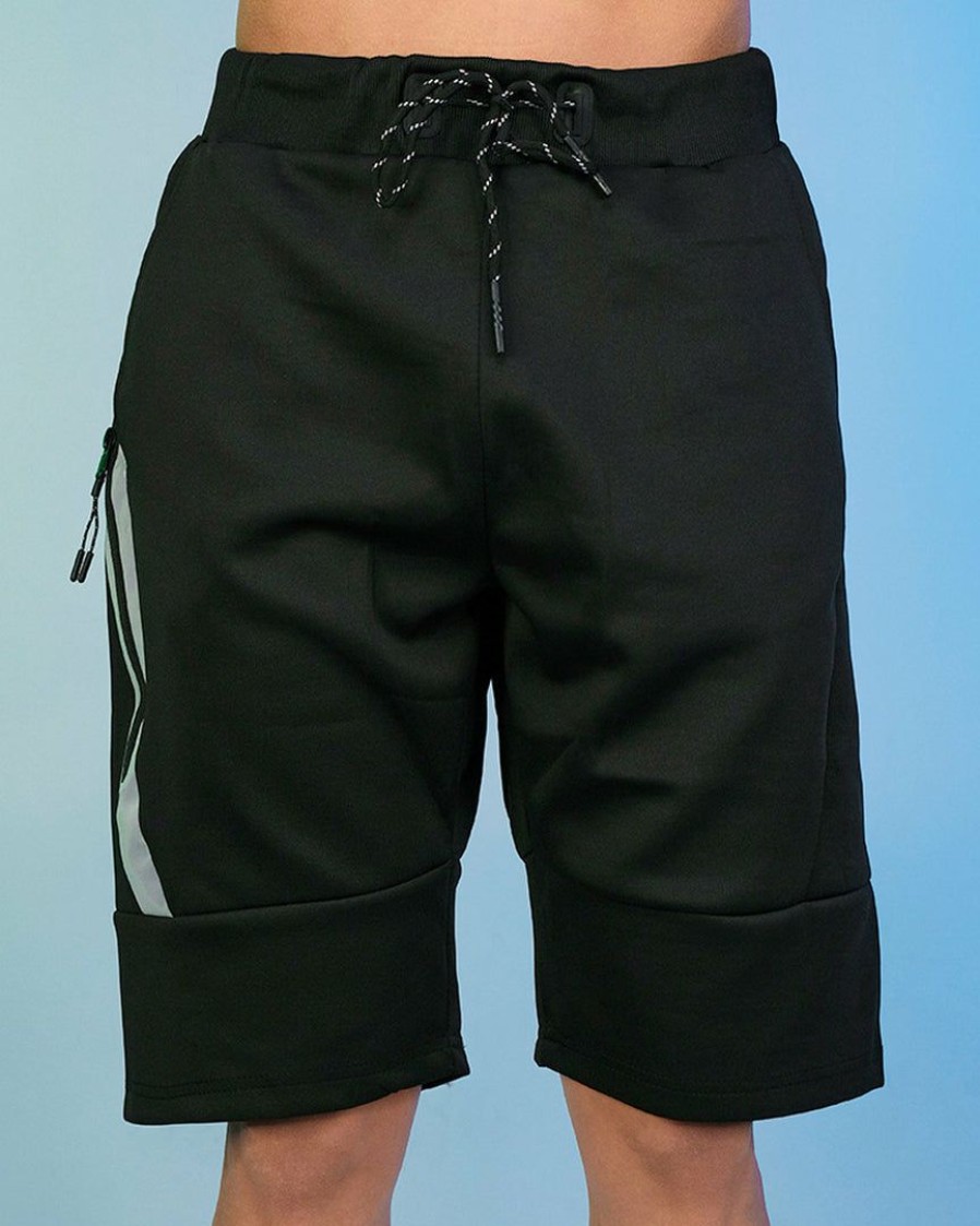 Mens * | Phillip Marciano Llc Mens Black Slant Zipper Men'S Shorts