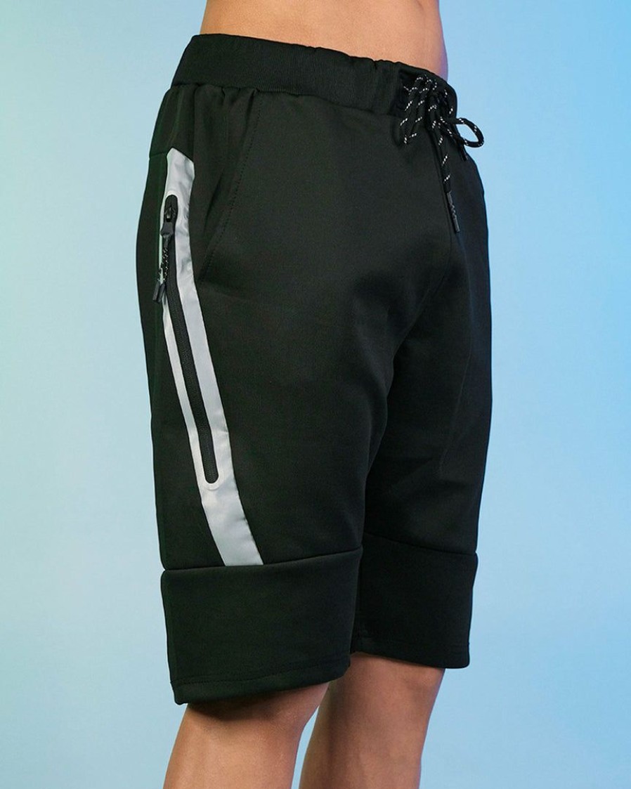 Mens * | Phillip Marciano Llc Mens Black Slant Zipper Men'S Shorts