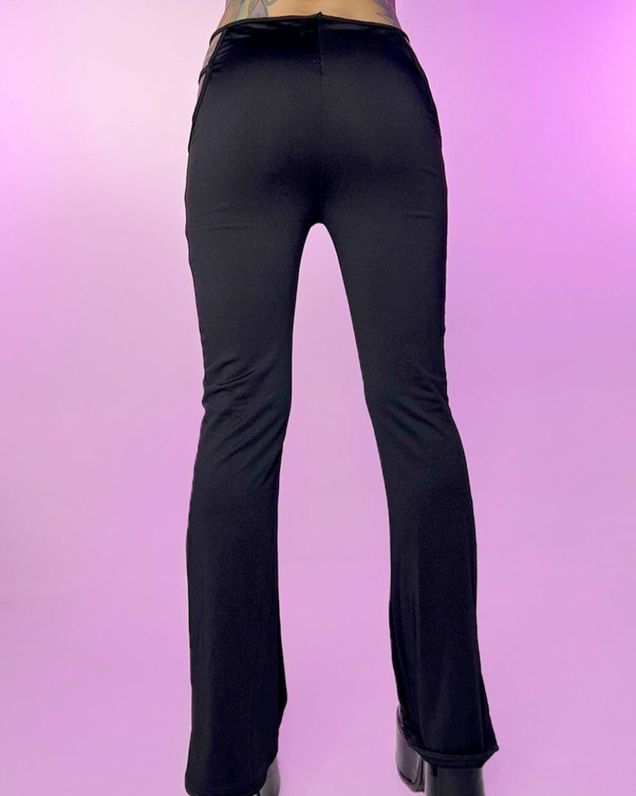 Womens * | Discontinued Maddy Strapped Cutout Black Bootcut Bottoms