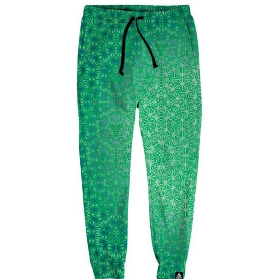 Mens * | Set 4 Lyfe Mens Green Cosmic Stargrid Joggers