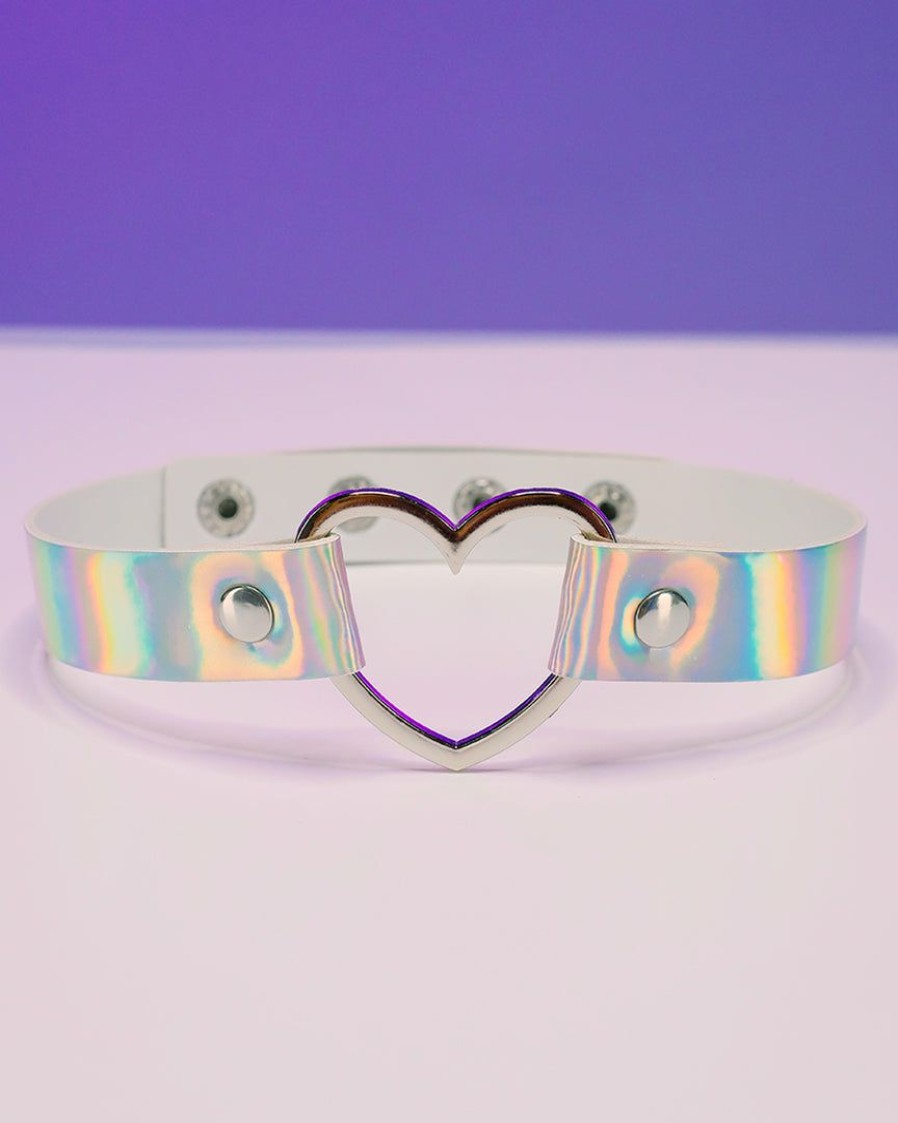 Accessories * | Ae Holographic Choker With Heart Ring