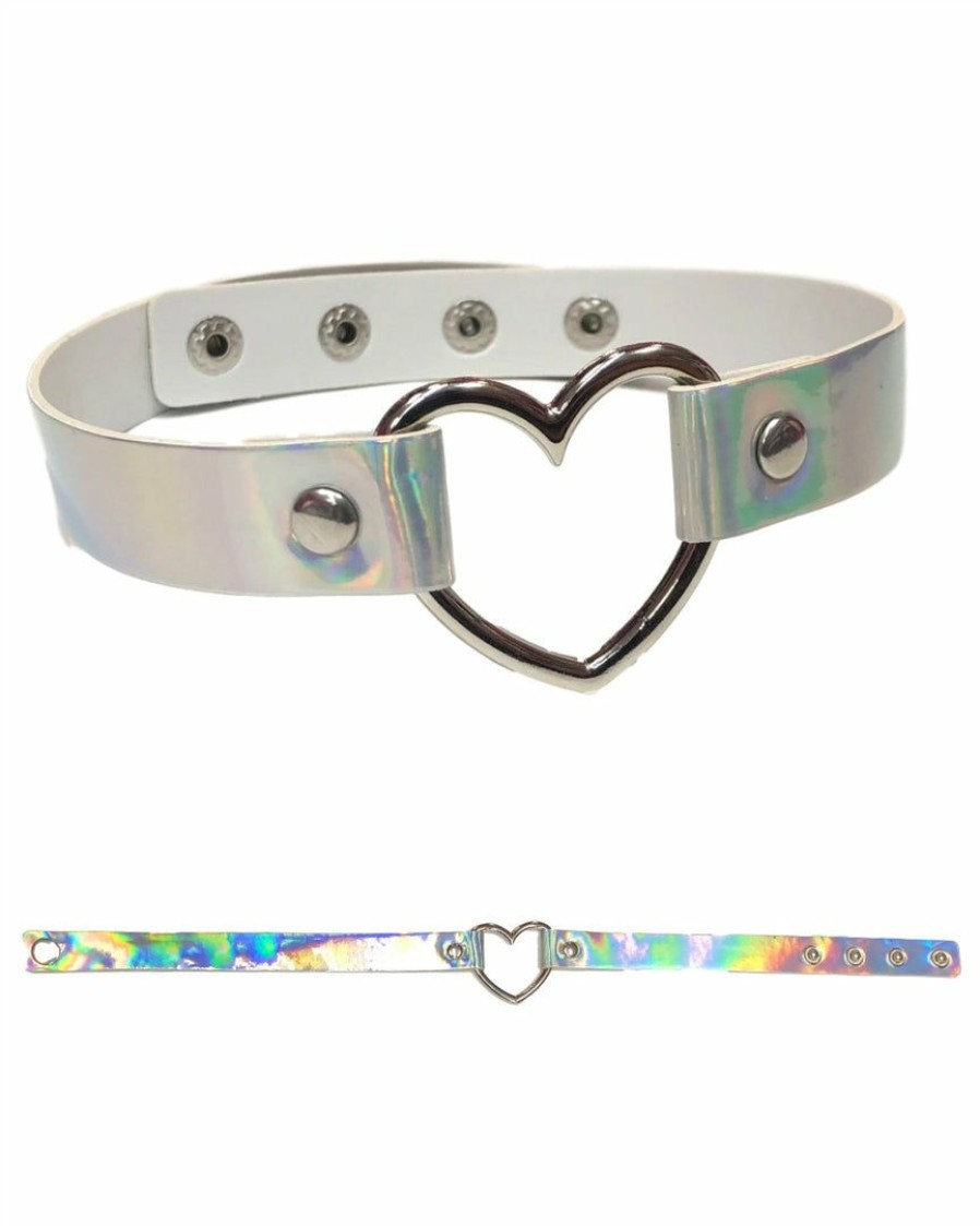 Accessories * | Ae Holographic Choker With Heart Ring