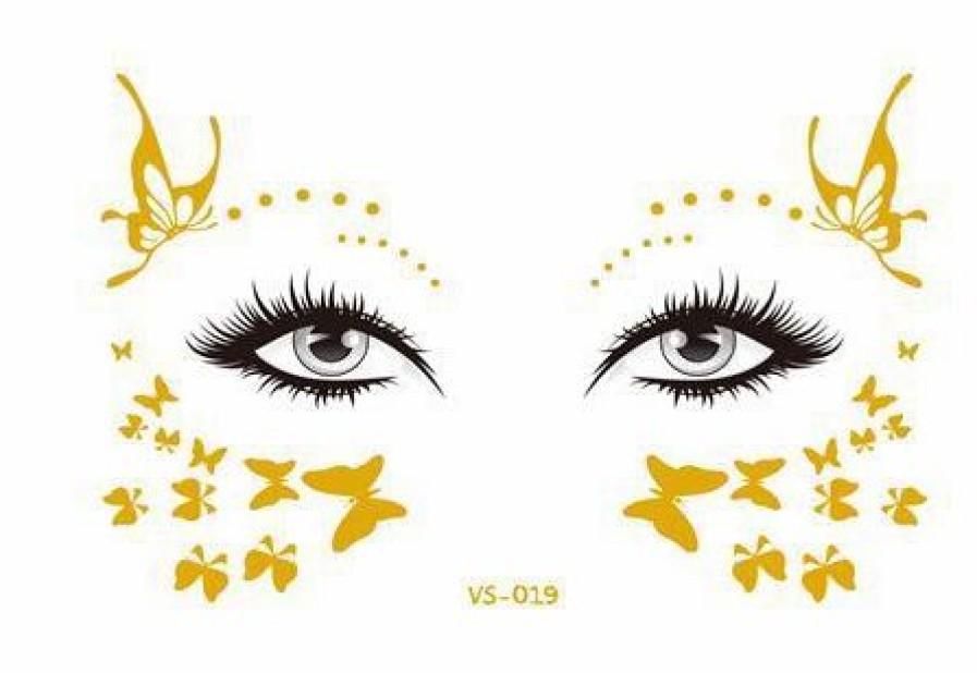 Accessories * | Ae Butterfly Queen Temporary Face Tattoo Womens Gold