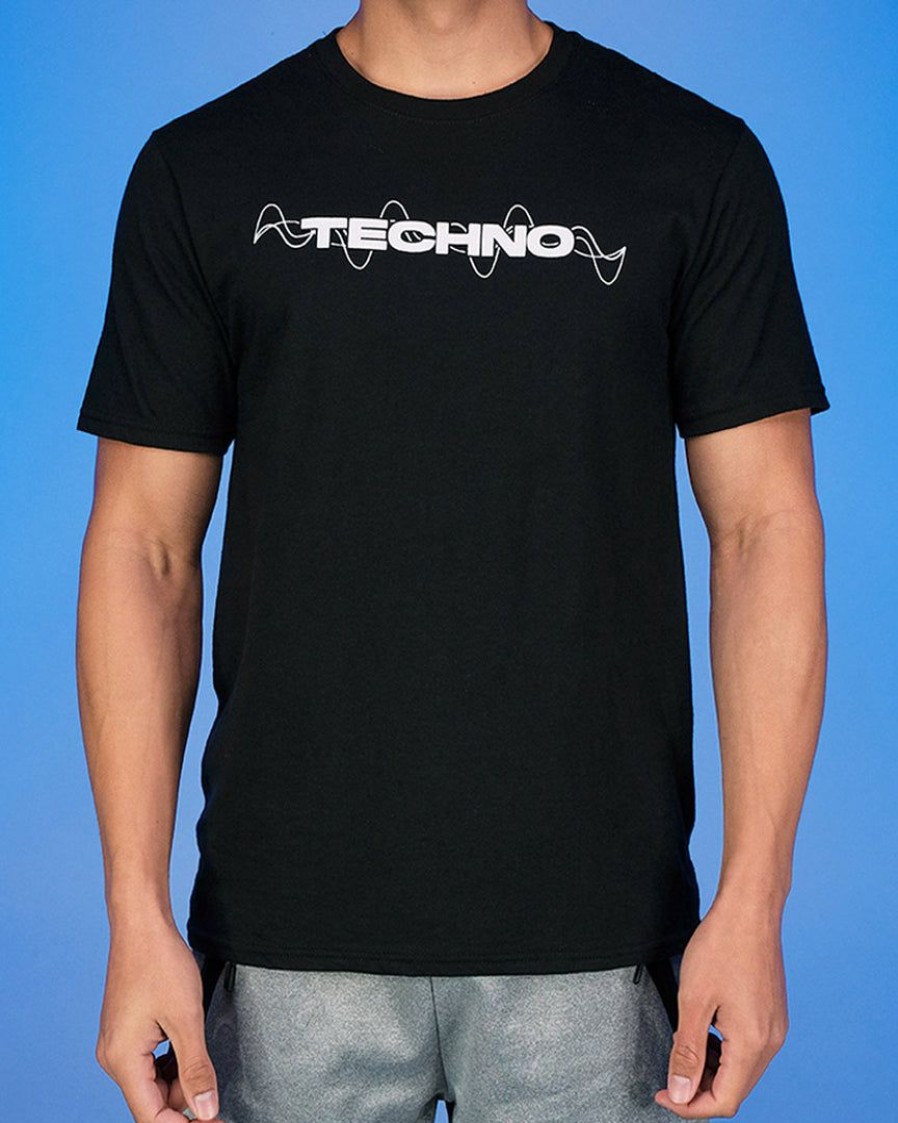 Mens * | 555Stickers Techno Snob Black Tee