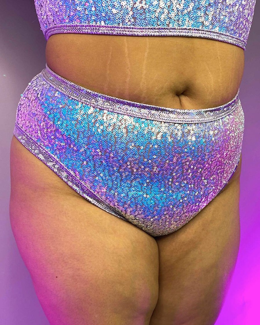 Womens * | J. Valentine Sequin Holographic Trim Rave Shorts