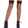 Accessories * | Leg Avenue Leg Wear Fence Net Bow Thigh Highs Black