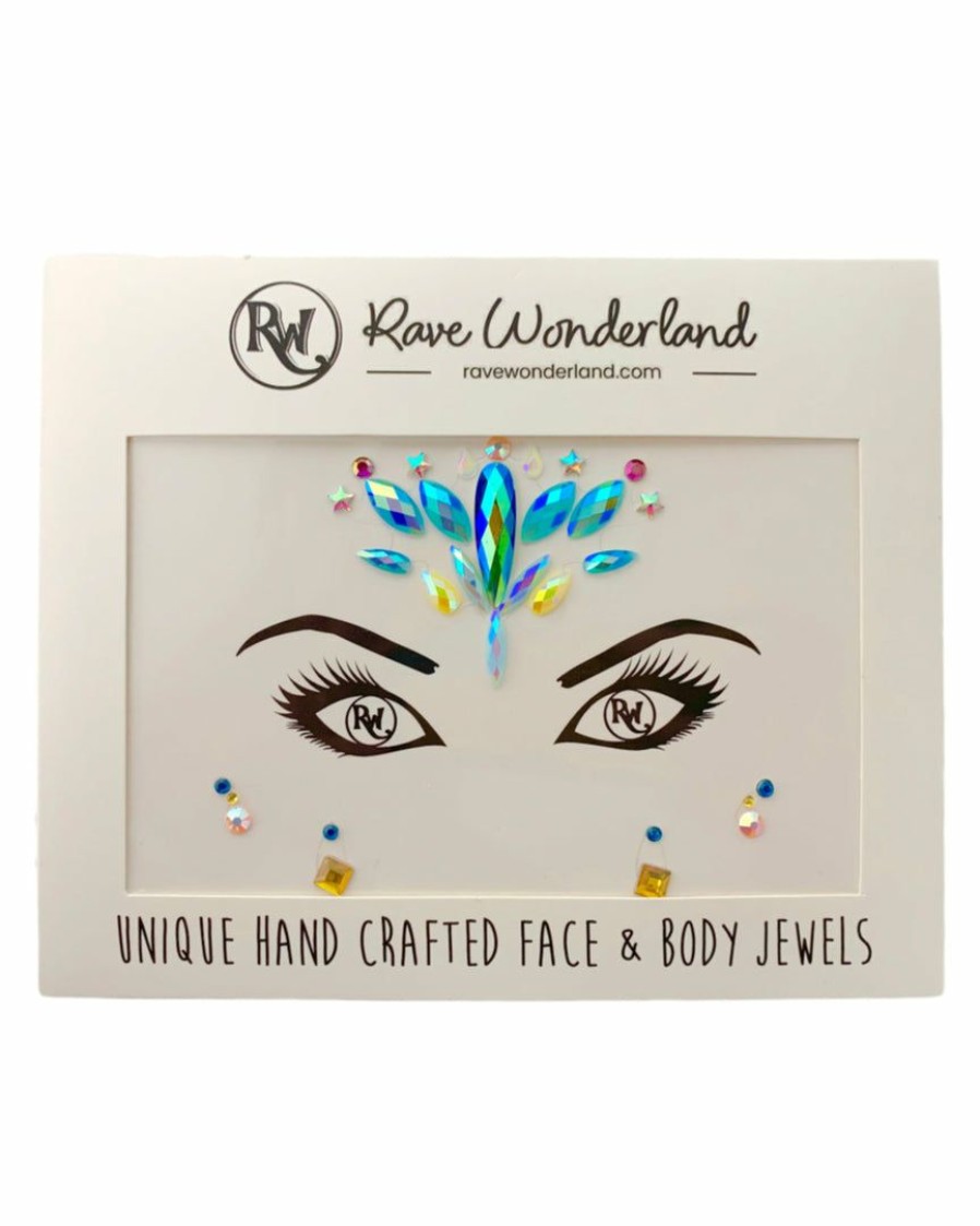 Accessories * | Uniflying Beauty Aquamarine Queen Festival Face Jewel