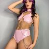 Womens * | Bodyzone Sugar Baby Pink High Waist Seamless Chained Bottoms Rave Bottoms