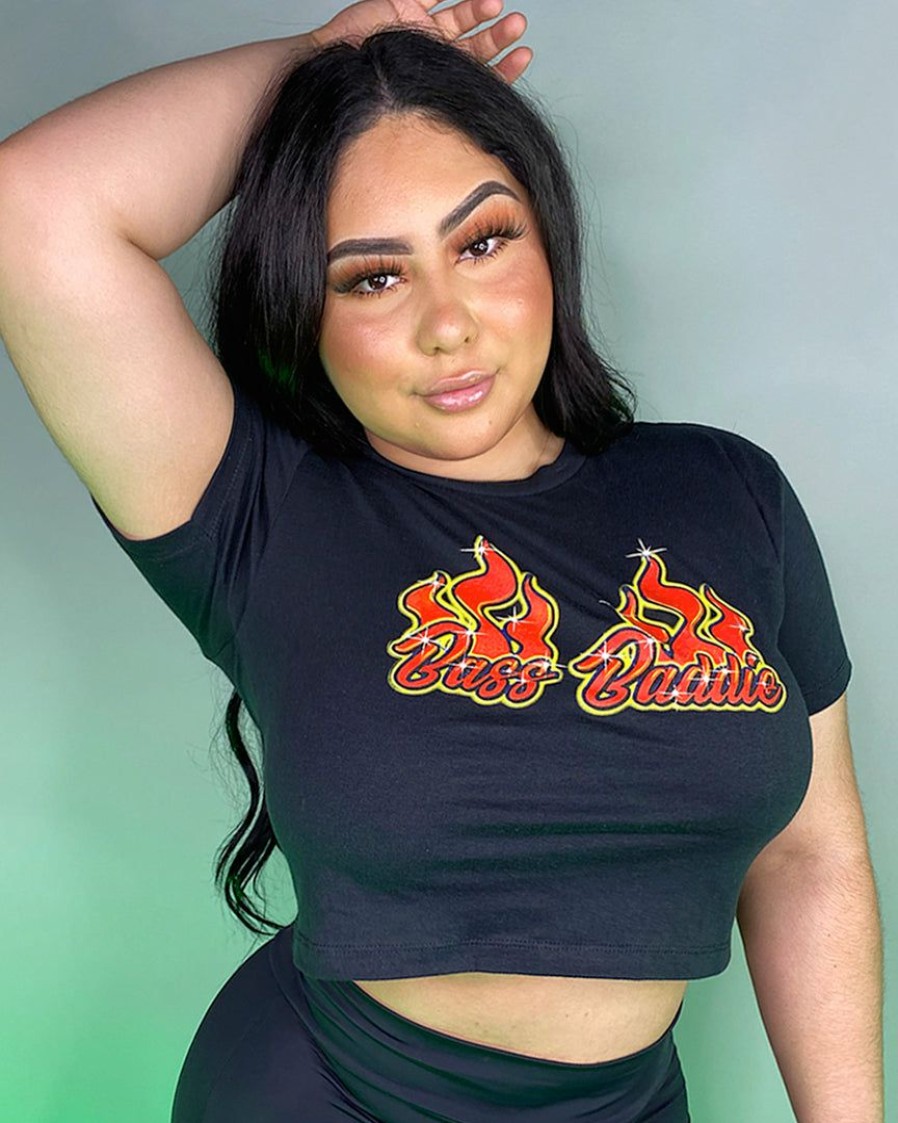 Womens * | 555Stickers Bass Baddie Airbrush Crop Top