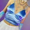 Womens * | Ae Satin Skies Crop Top Blue