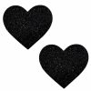 Accessories * | Neva Nude Black Malice Glitter Heart Pasties