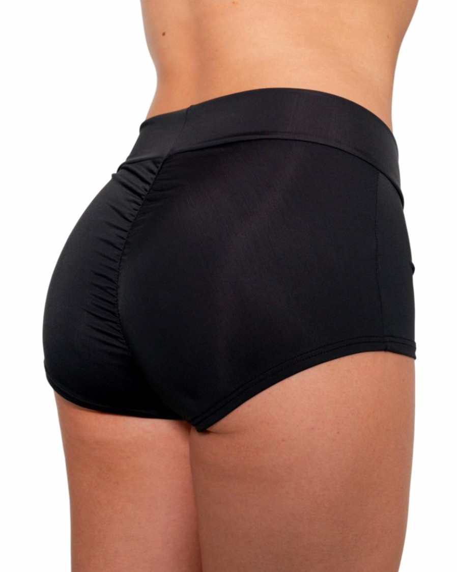 Womens * | Shark Black Scrunch Back Booty Shorts