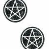 Accessories * | Pastease Womens Pentagram: White On Black Glitter Nipple Pasties