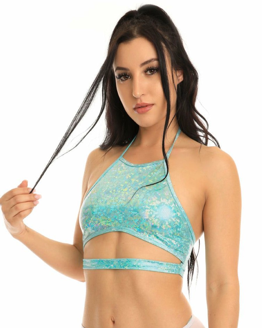 Womens * | Roma Halter Underboob Cutout Crop Top Rave Tops