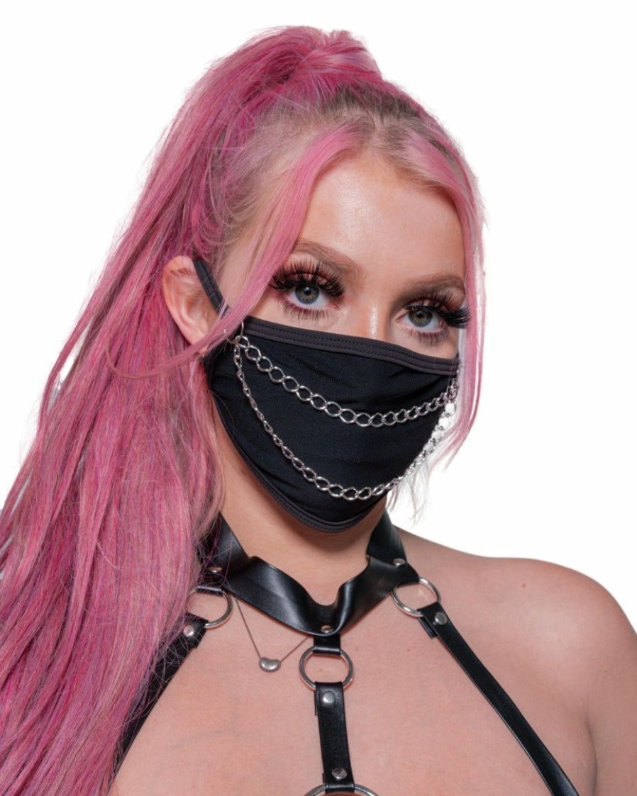 Accessories * | Bodyzone Black Chain Me Up Face Mask Accessories