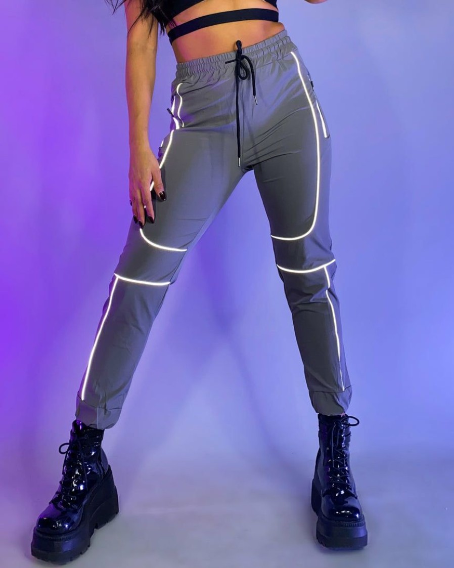 Womens * | Ae Womens Gray Reflective Joggers