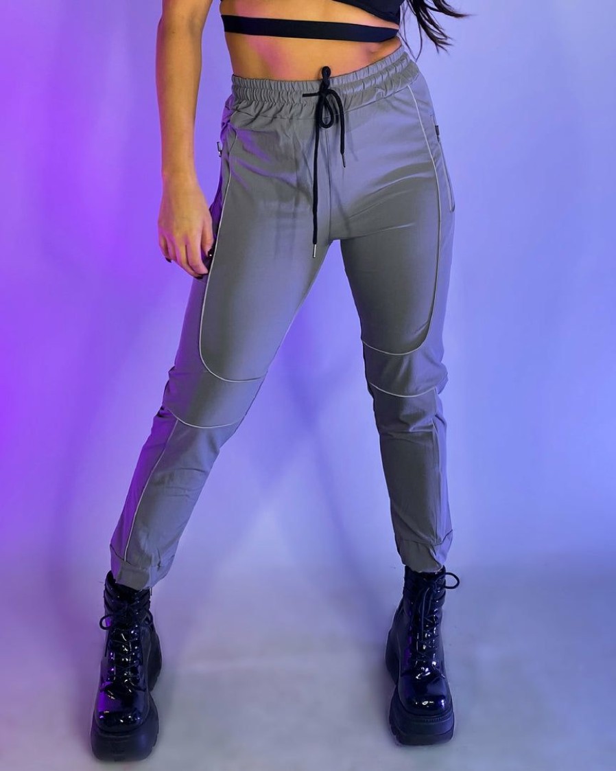 Womens * | Ae Womens Gray Reflective Joggers