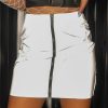 Womens * | Ae Flashblinded Front-Zipper Reflective Mini Skirt Rave Bottoms Silver