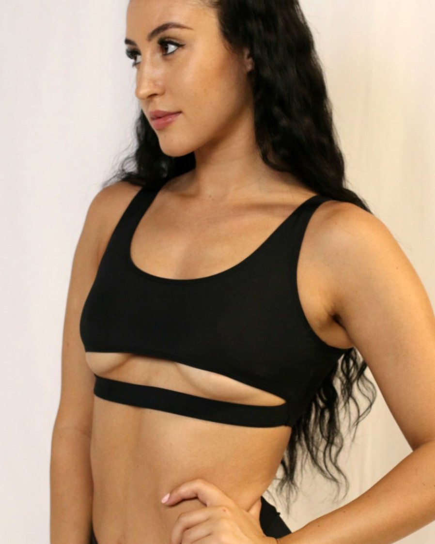 Womens * | Shark Black Underboob Top