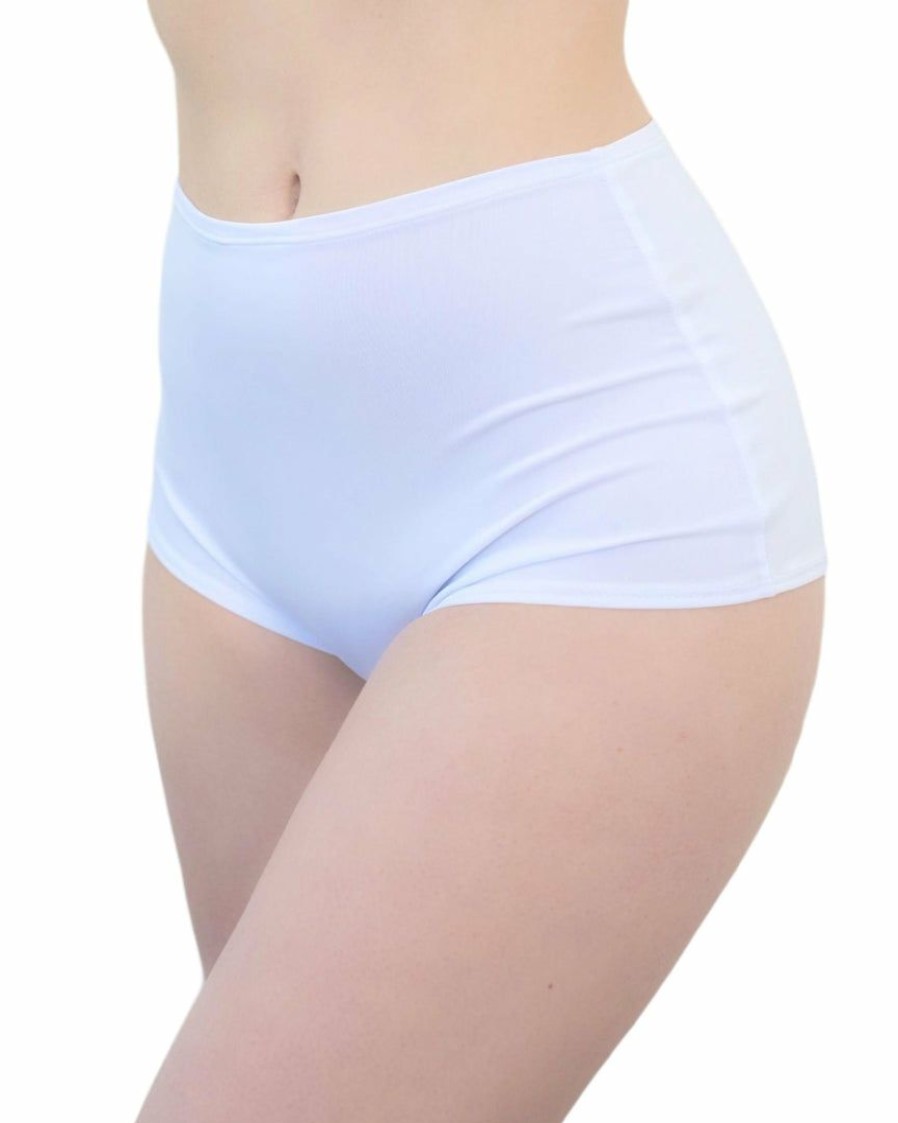 Womens * | Shark White Solid High Waist Basic Rave Shorts Rave Bottoms