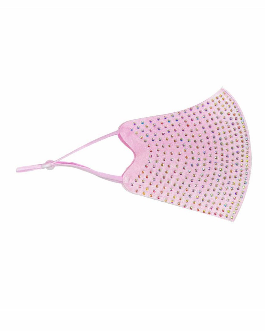 Accessories * | Neva Nude Pastel Pink Crystal Face Mask With Adjustable Loops