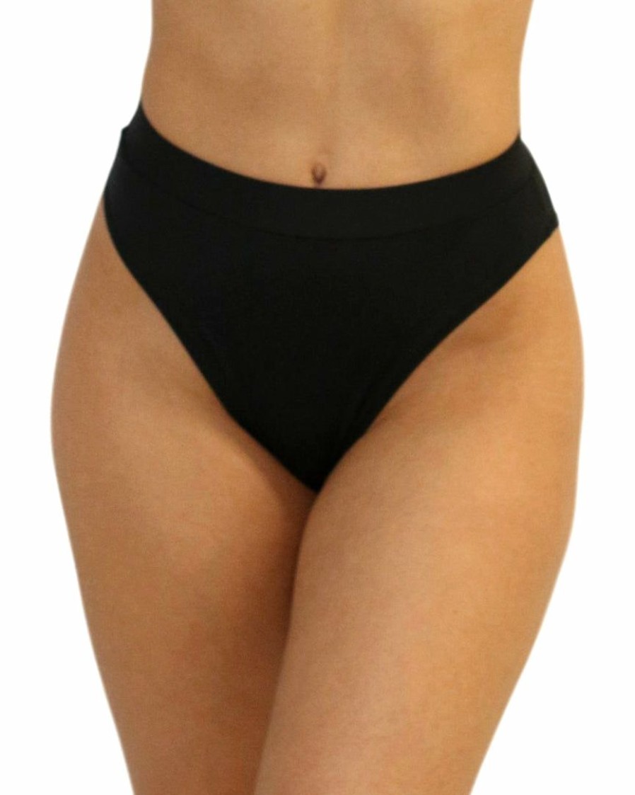 Womens * | Shark Black Cheeky High-Cut Bottoms