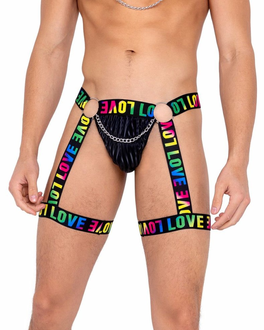 Womens * | Roma Womens Rainbow Love Garter Thong