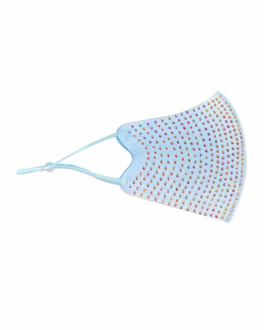 Accessories * | Neva Nude Sky Baby Blue Crystal Face Mask With Adjustable Loops Womens