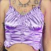 Womens * | Ae Satin Lavender Ruched Bustier Crop Top