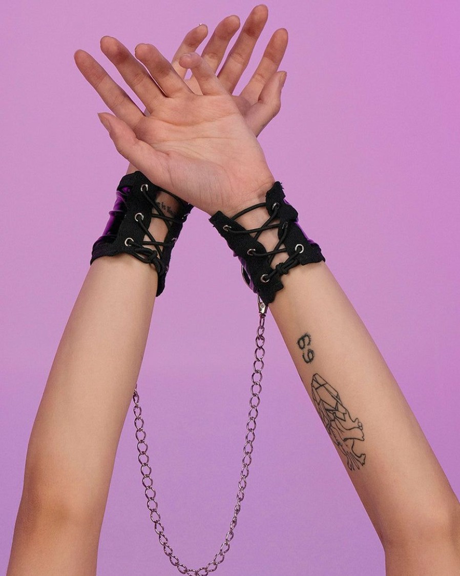 Accessories * | Bodyzone New Sugar Baby Black O-Ring Wrist Cuffs