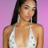 Womens * | Roma New White Cosmic Stardust Bikini Tie Top