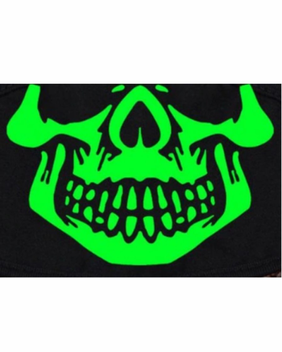 Accessories * | Ae Skeleton Glow In The Dark/Blacklight Reactive Black Cloth Face Mask