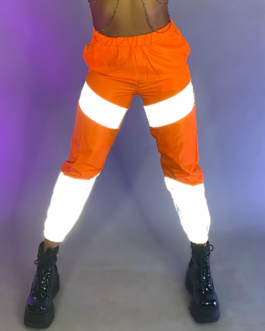 Womens * | Ae Orange Reflective Contrast Joggers