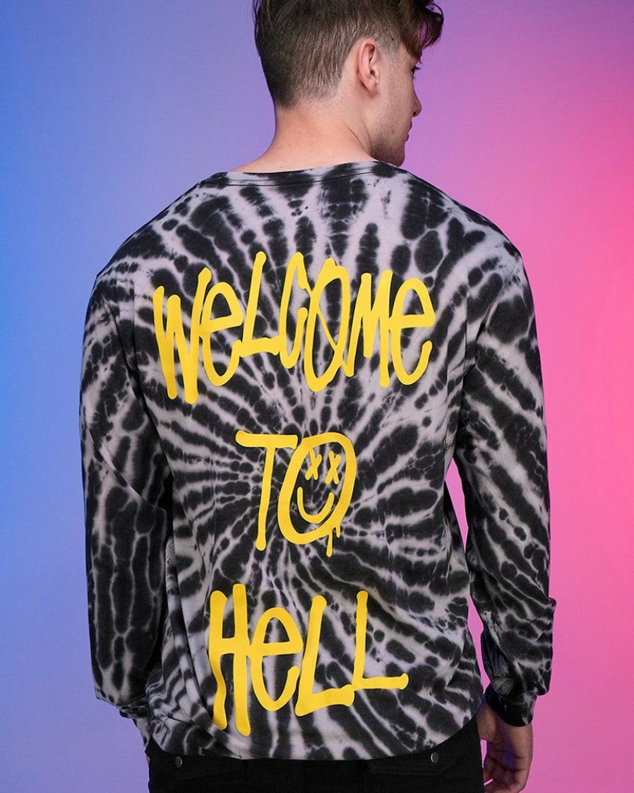 Womens * | Space Yacht Welcome To Hell Black Cloud Tie Dye Tee Womens