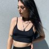 Womens * | Shark Black Basic Spaghetti Tank Top