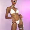 Womens * | Hot And Delicious New White Ruched Love 2Pc Bikini Set