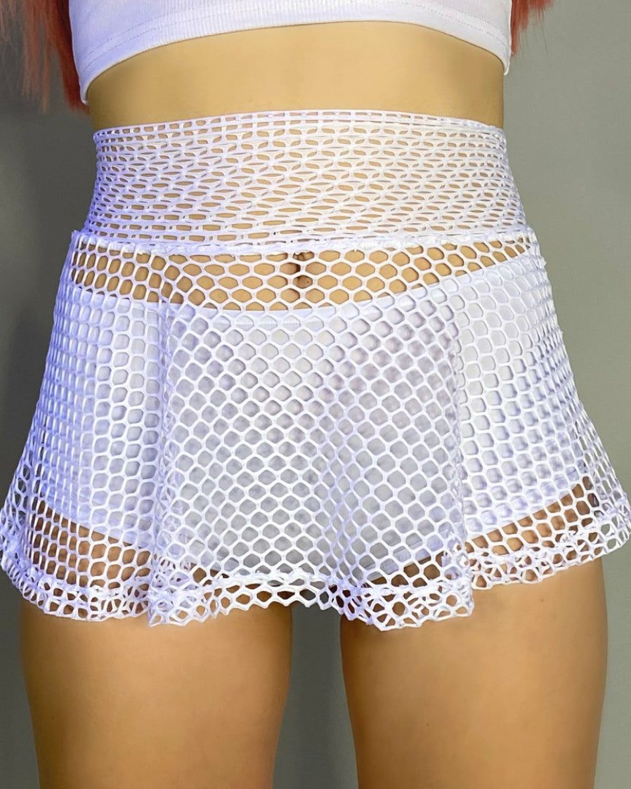 Womens * | Shark White Fishnet Skater Skirt