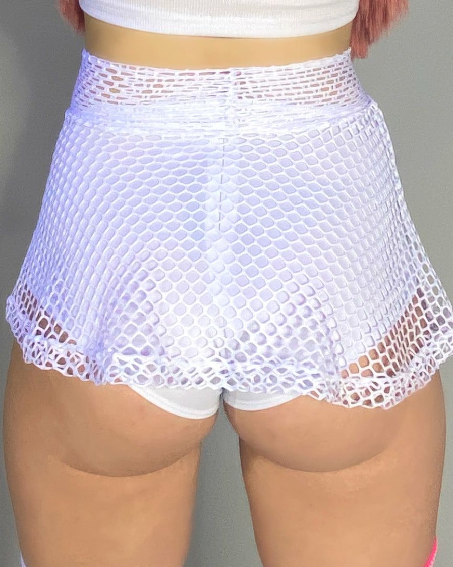 Womens * | Shark White Fishnet Skater Skirt