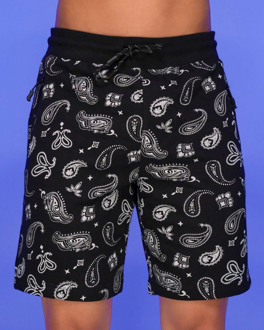 Womens * | Bjd Inc. Black Paisley Fleece Shorts