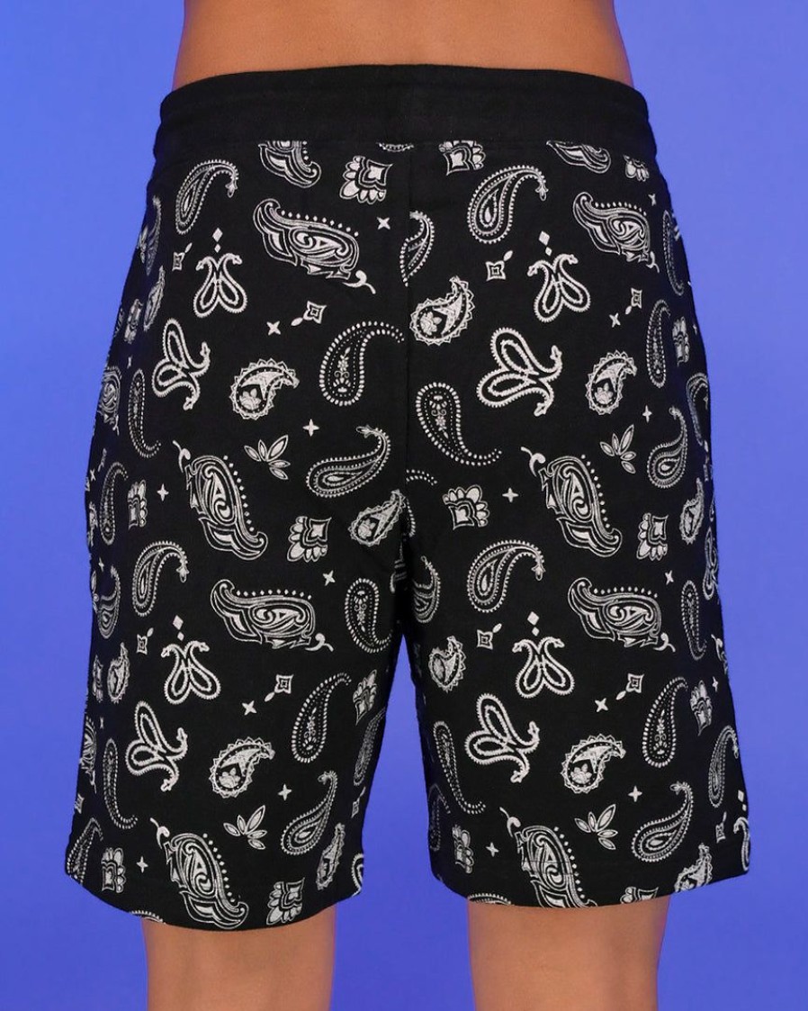 Womens * | Bjd Inc. Black Paisley Fleece Shorts