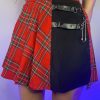 Womens * | Ae E-Girl Red Plaid Skirt