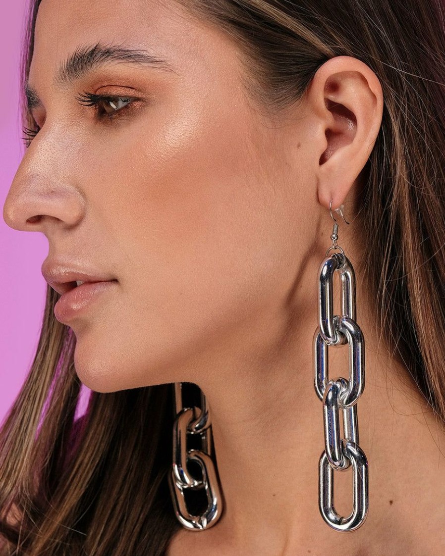 Accessories * | Ae Silver Chain Link Acrylic Earrings