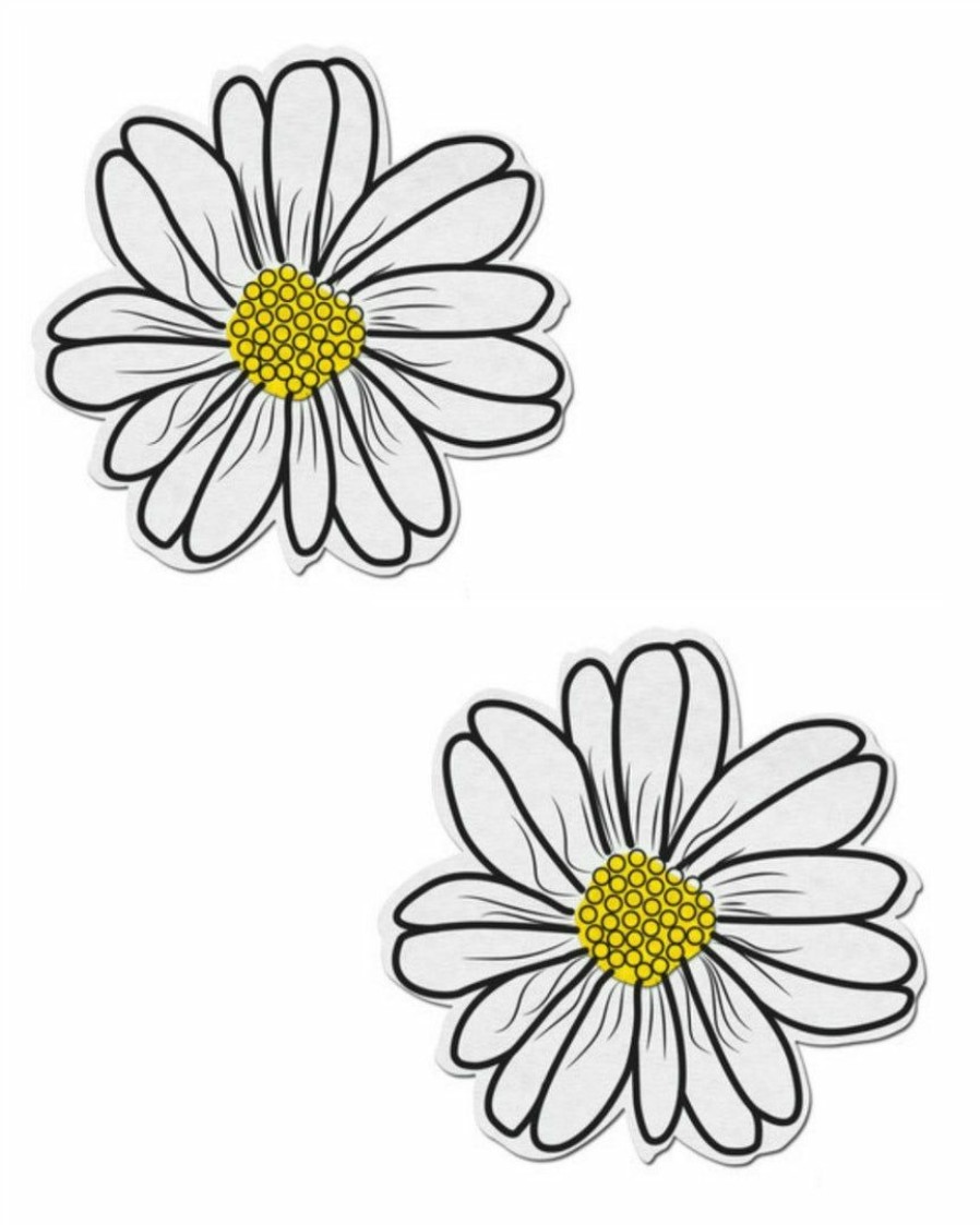 Accessories * | Pastease Daisy: White And Yellow With Black Flower Nipple Pasties