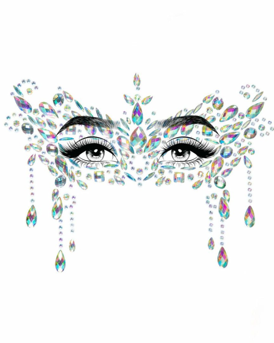 Accessories * | Leg Avenue Diamond Masquerade Adhesive Face Jewels Sticker Silver