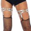 Womens * | Leg Avenue Iridescent Silver Dual Strap Heart Garter