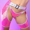 Womens * | Roma Astro Candy Pink Short Sequin Chaps With Fringe Detail